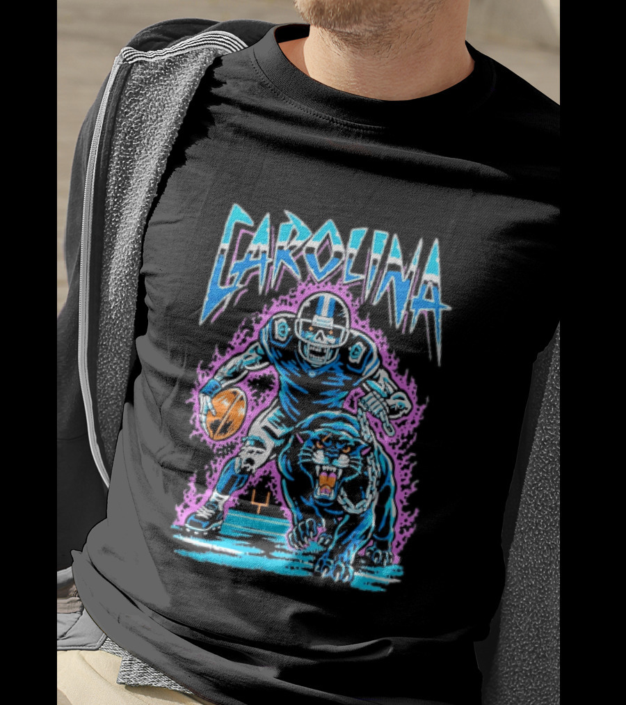 Carolina Panthers Football Skeleton With Panther T-Shirt