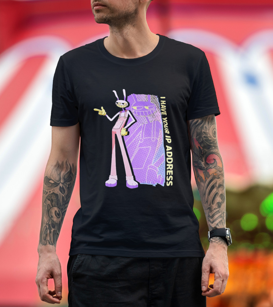 Jax I Have Your IP Address Meme Character In Overalls T-Shirt