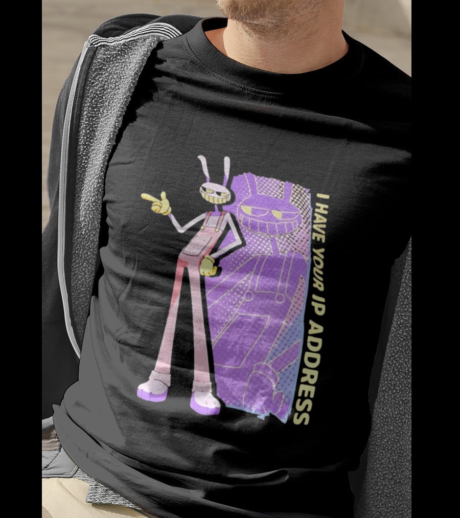 Jax I Have Your IP Address Meme Character In Overalls T-Shirt