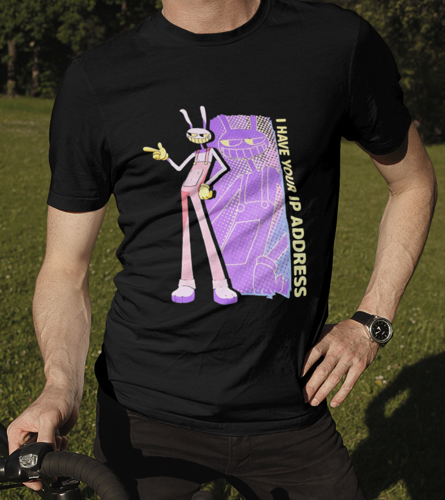 Jax I Have Your IP Address Meme Character In Overalls T-Shirt
