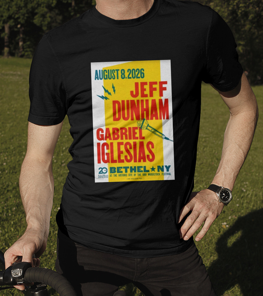 August 8 2026 Jeff Dunham Gabriel Iglesias Bethel Ny At The Historic Site Of The 1969 Woodstock Festival T-Shirt
