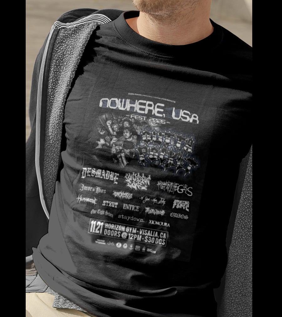 Ken Park Promotions Presents Nowhere USA Fest 2026 Southern Fury Desmadre Event Horizon Gym Visalia CA T-Shirt