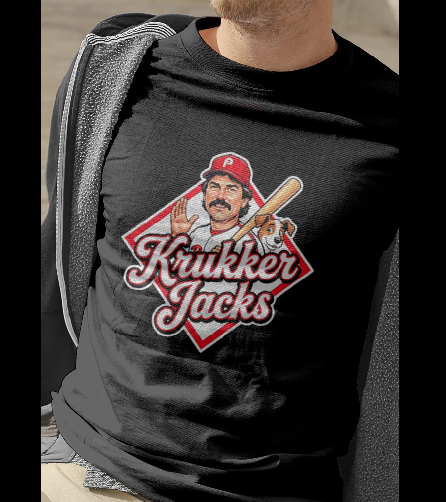 Krukker Jacks Philadelphia Phillies Baseball Player With Dog T-Shirt