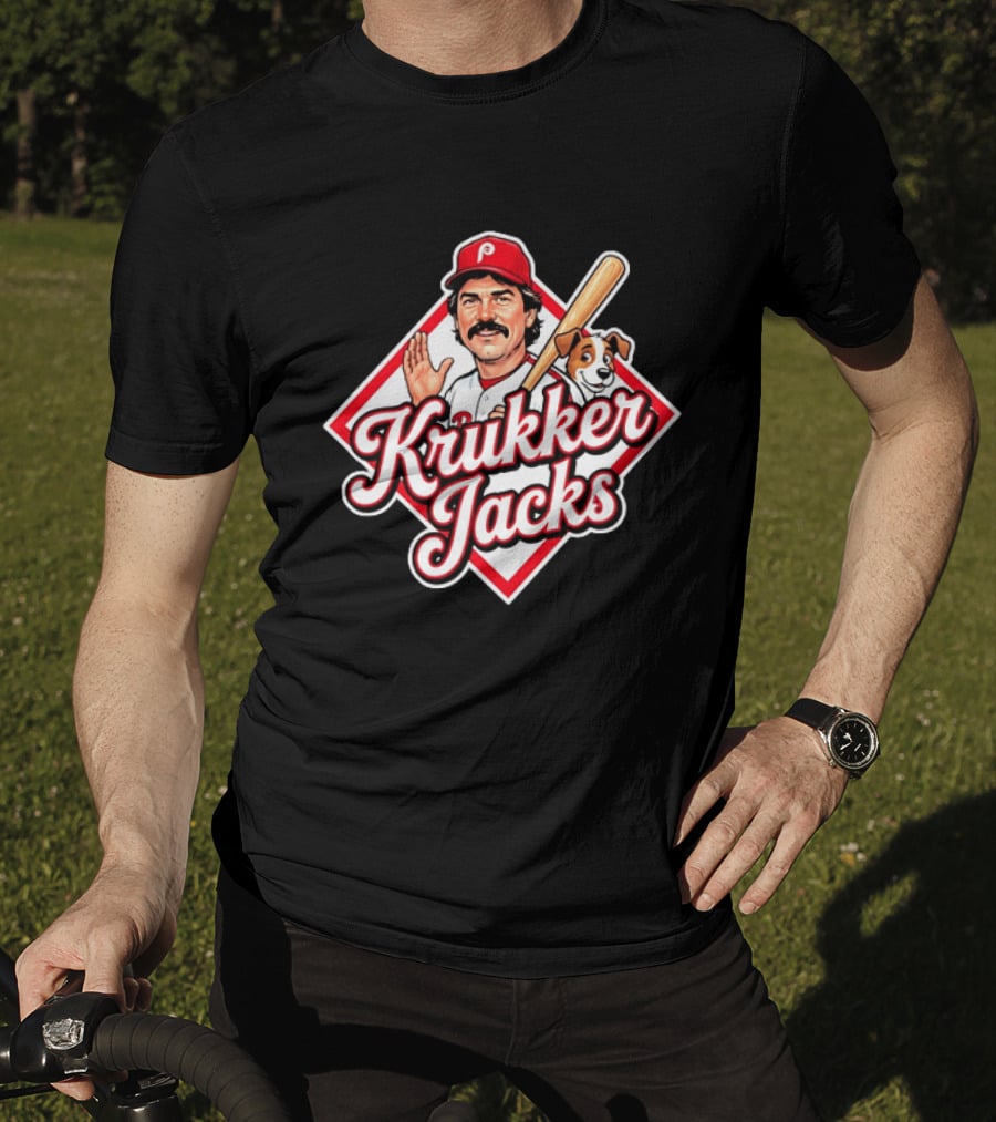 Krukker Jacks Philadelphia Phillies Baseball Player With Dog T-Shirt