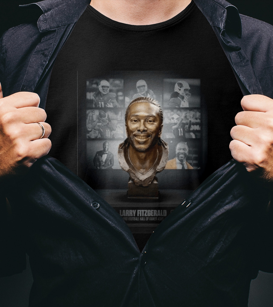 Larry Fitzgerald Pro Football Hall Of Famer #385 Bust NFL Highlights T-Shirt