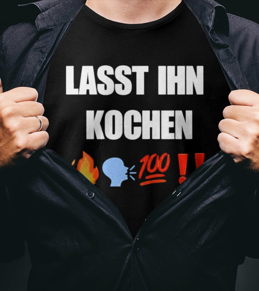 Lasst Ihn Kochen Fire Emoji Speech Bubble 100 Emoji Exclamation Points T-Shirt