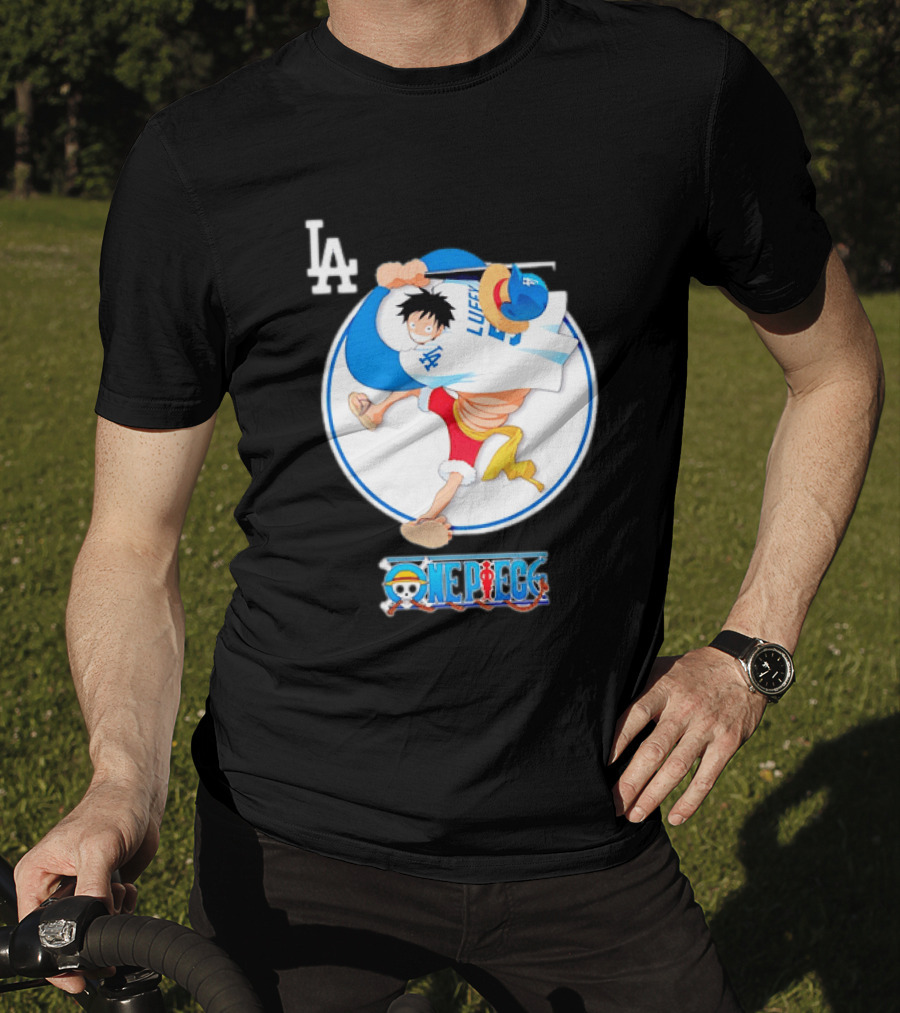 Los Angeles Dodgers Monkey D Luffy One Piece Crossover MLB Collaboration T-Shirt