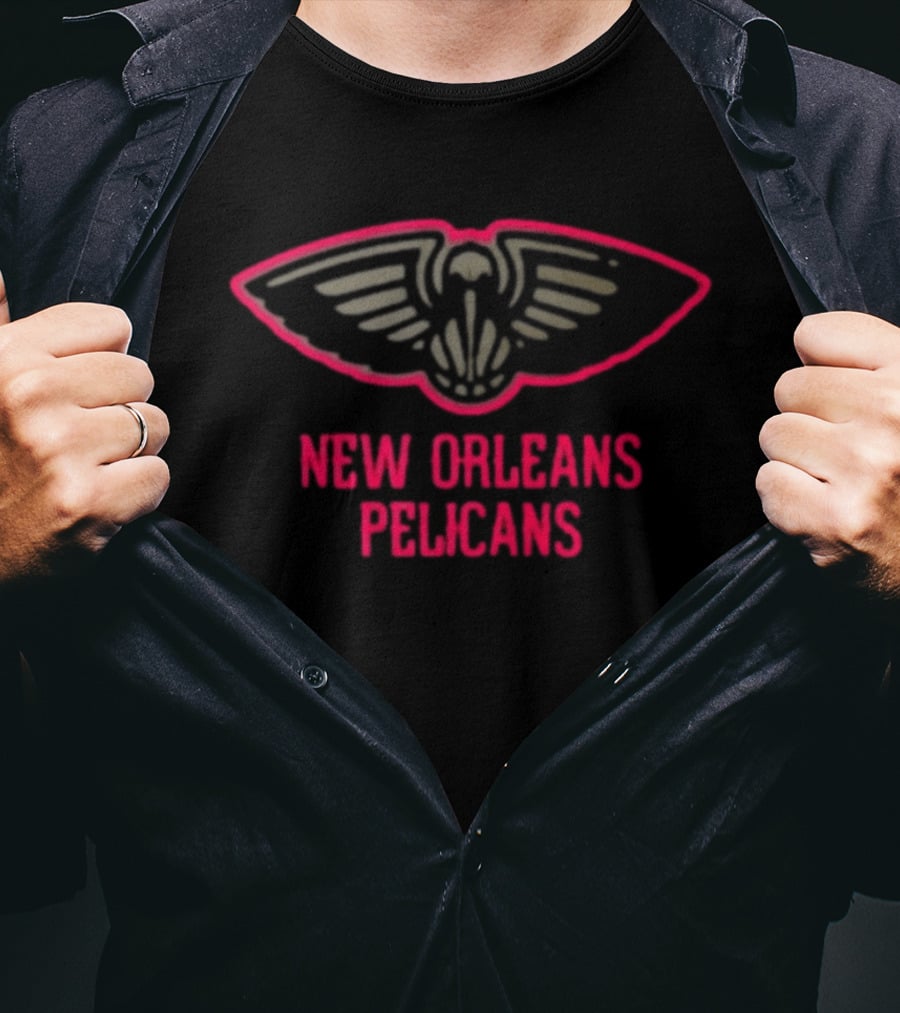 New Orleans Pelicans Highlight Reel Red Outline Basketball Team T-Shirt