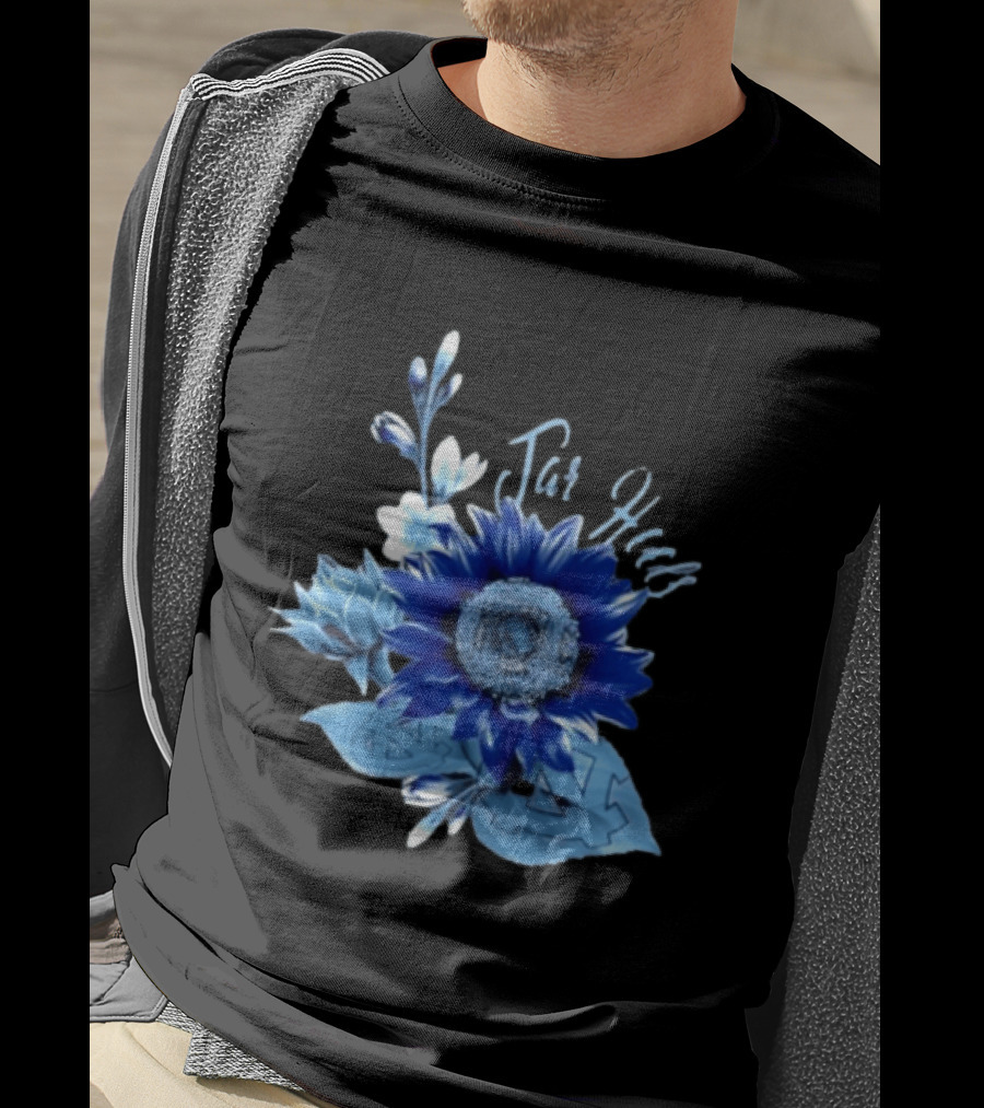 North Carolina Tar Heels Sunflower Floral Football T-Shirt