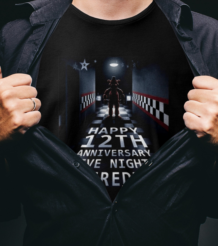 Five Nights At Freddy's Freddy Fazbear Happy 12th Anniversary Celebration T-Shirt