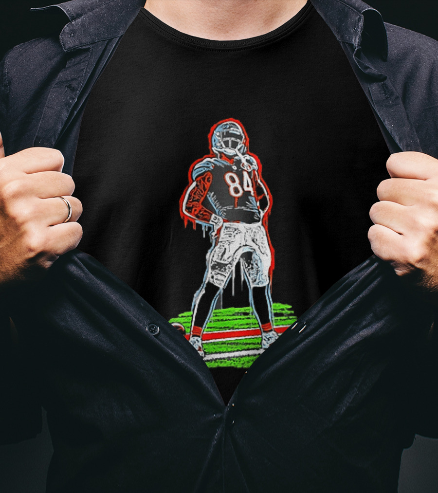 Original Colston Loveland Chicago Bears 84 Football Arms Akimbo Celly Graffiti T-Shirt