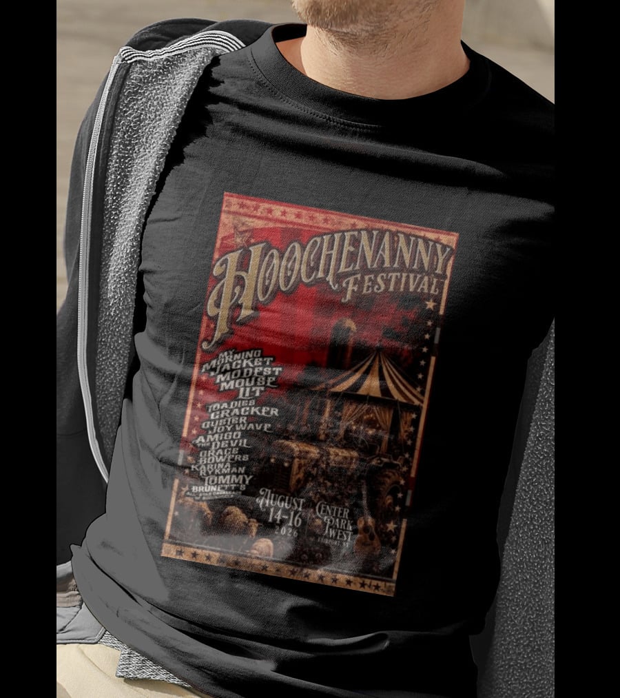 Hoochennany Festival Fairport My Morning Jacket Modest Mouse August 14 16 2026 Center Park West Lineup T-Shirt