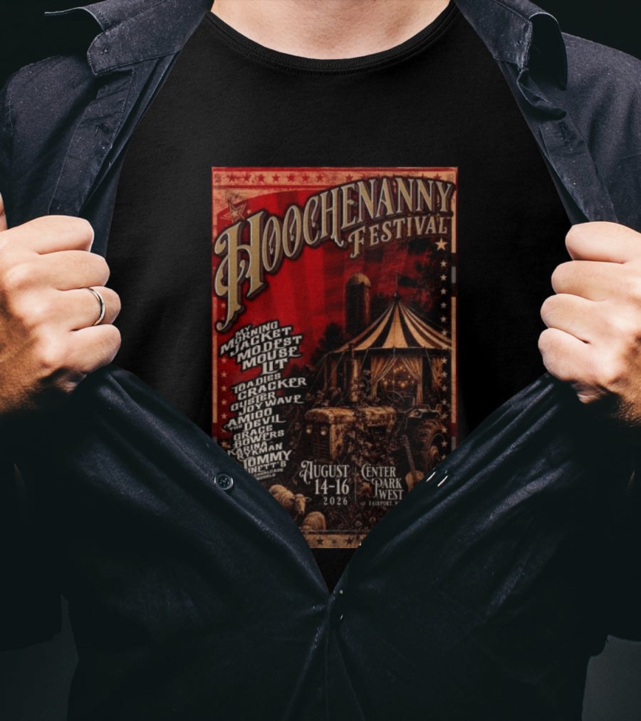 Hoochennany Festival Fairport My Morning Jacket Modest Mouse August 14 16 2026 Center Park West Lineup T-Shirt