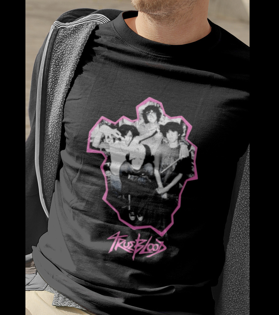 Trueblood Band Vintage Black And White Group Photo With Pink T-Shirt