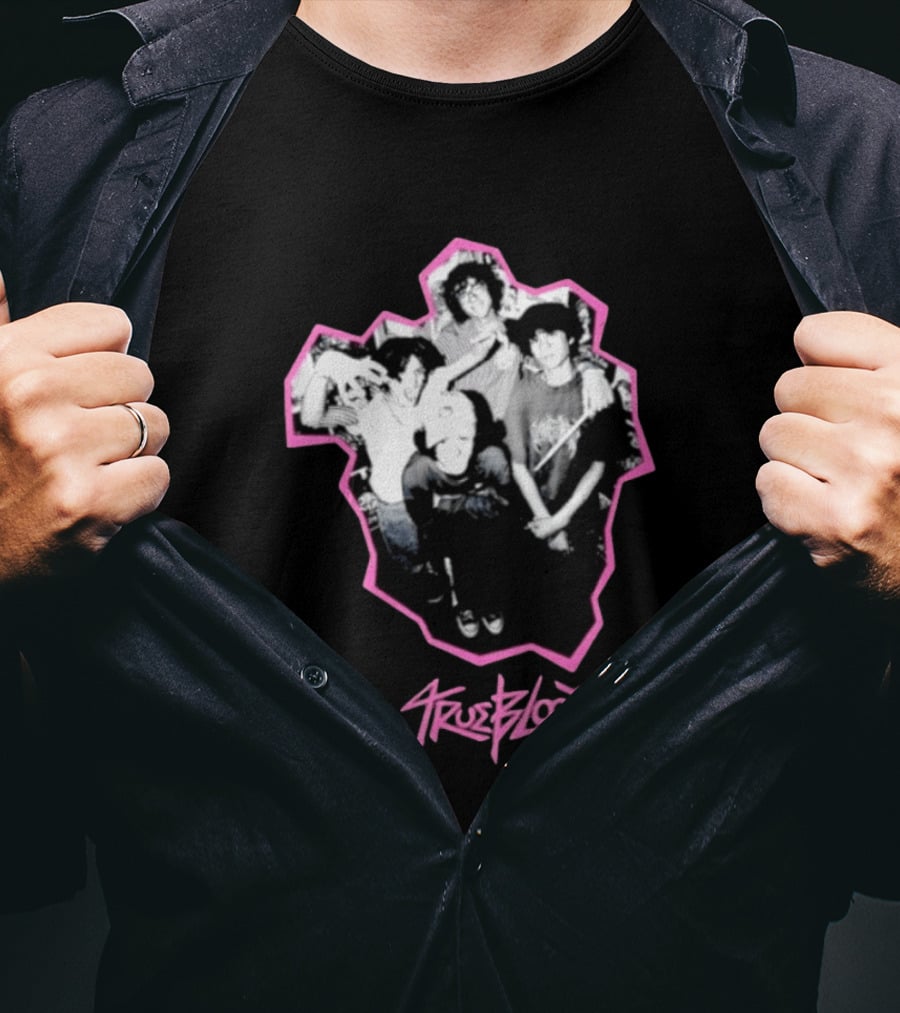 Trueblood Band Vintage Black And White Group Photo With Pink T-Shirt