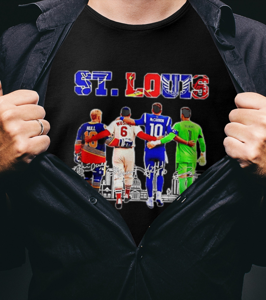 St Louis Hull Musial McCarron Berube Sports Team Players United Iconic City Skyline T-Shirt