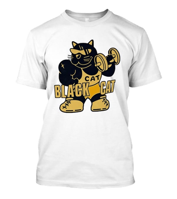 BLACK CAT Lifting Weights Cat Fitness Gym Powerlifting T-Shirt