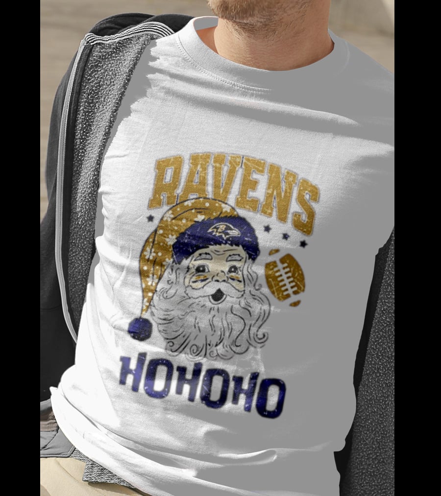 Baltimore Ravens Santa Claus Ho Ho Ho Merry Christmas T-Shirt