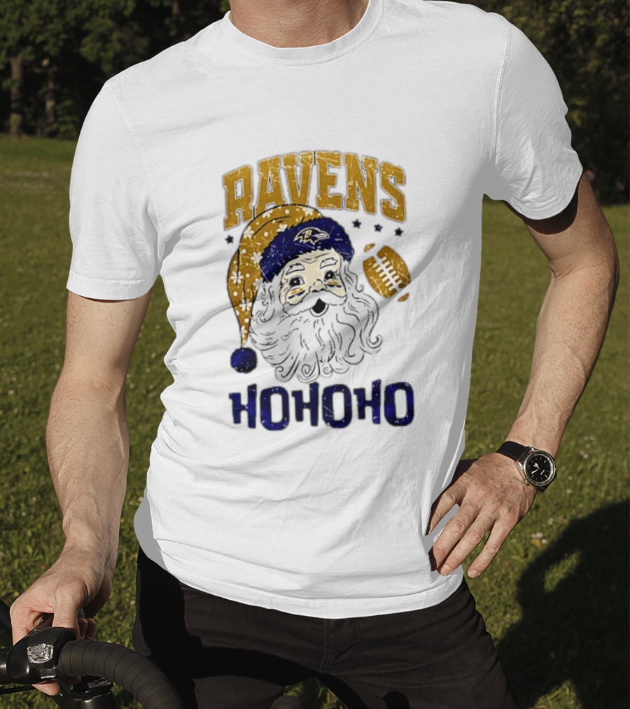 Baltimore Ravens Santa Claus Ho Ho Ho Merry Christmas T-Shirt