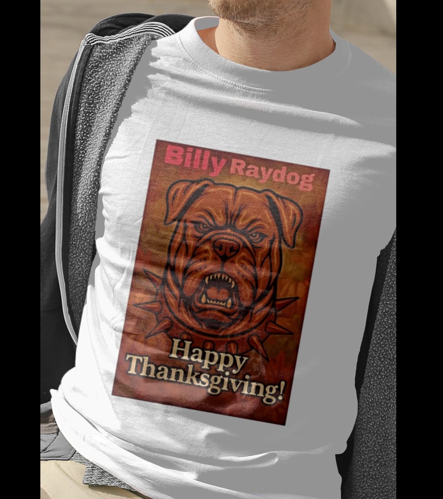 Billy Raydog Bulldog Spiked Collar Happy Thanksgiving T-Shirt