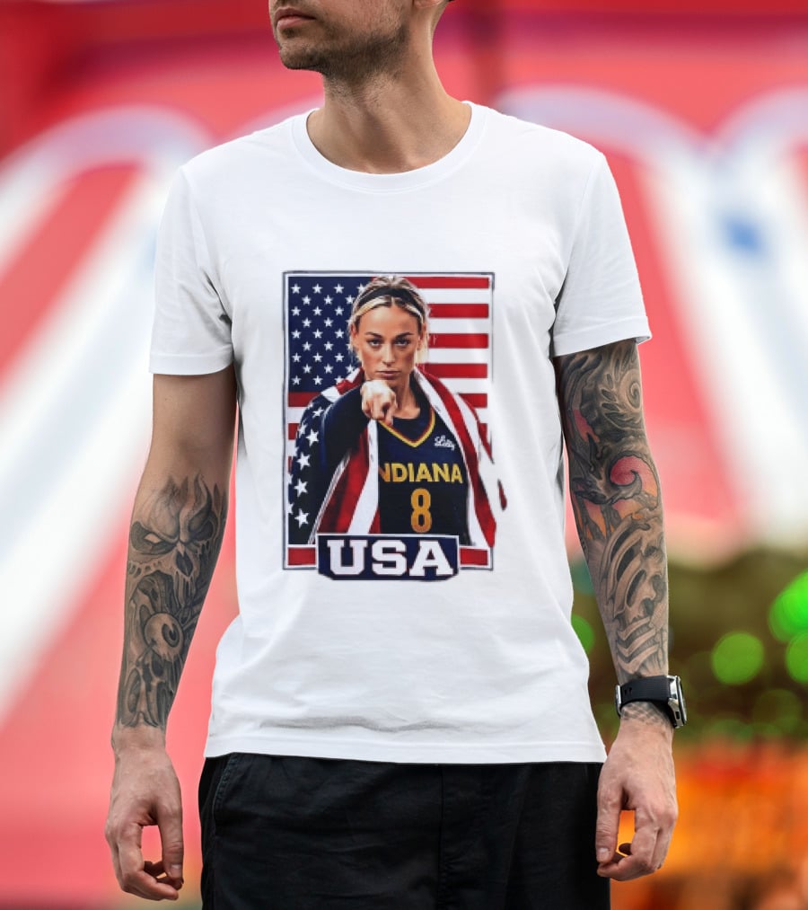 Indiana Fever WNBA Player Pointing American Flag USA Basketball Sports T-Shirt