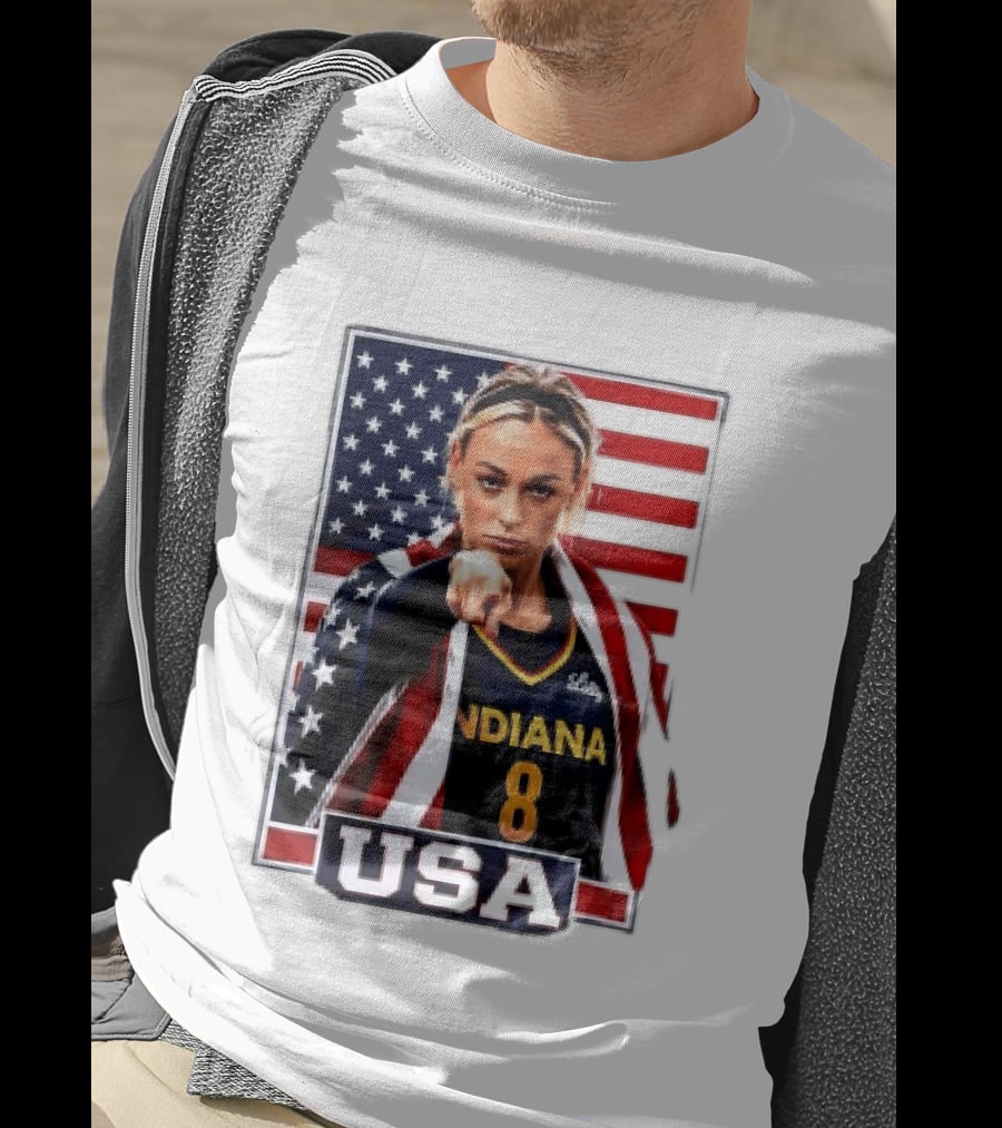 Indiana Fever WNBA Player Pointing American Flag USA Basketball Sports T-Shirt