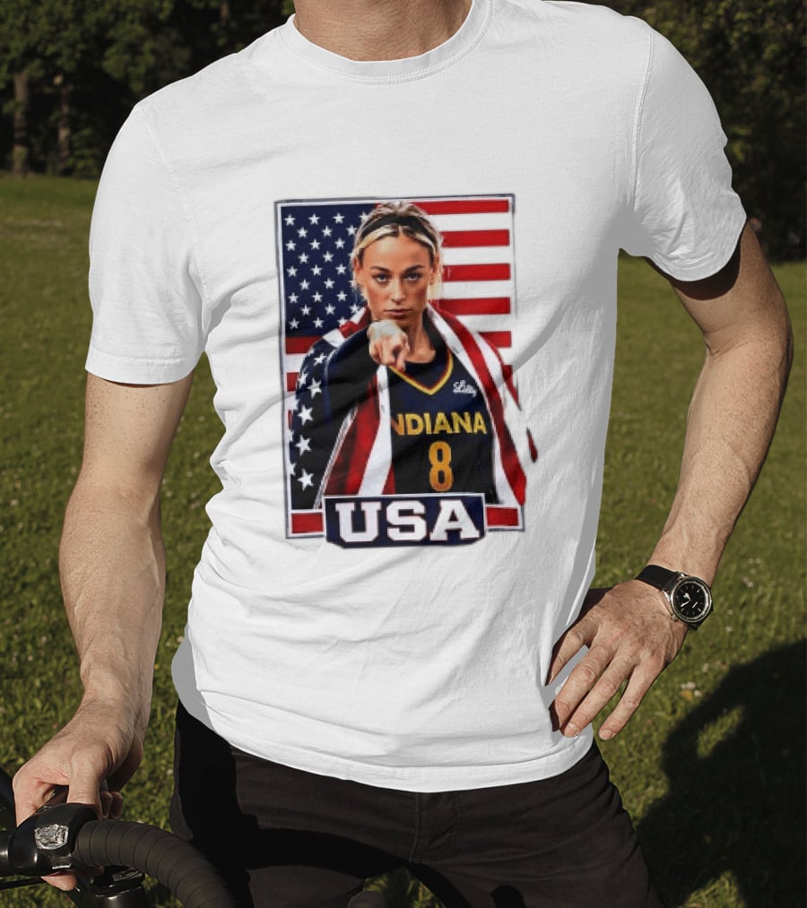 Indiana Fever WNBA Player Pointing American Flag USA Basketball Sports T-Shirt