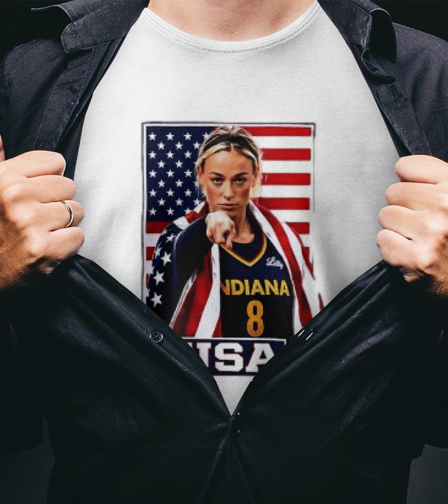 Indiana Fever WNBA Player Pointing American Flag USA Basketball Sports T-Shirt