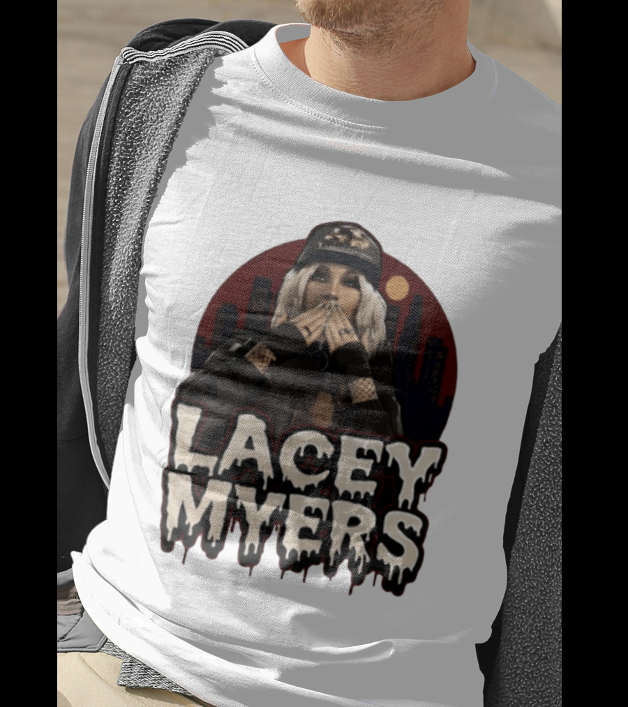 Lacey Myers City Skyline Red Moon Horror T-Shirt