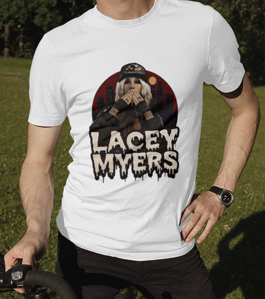 Lacey Myers City Skyline Red Moon Horror T-Shirt