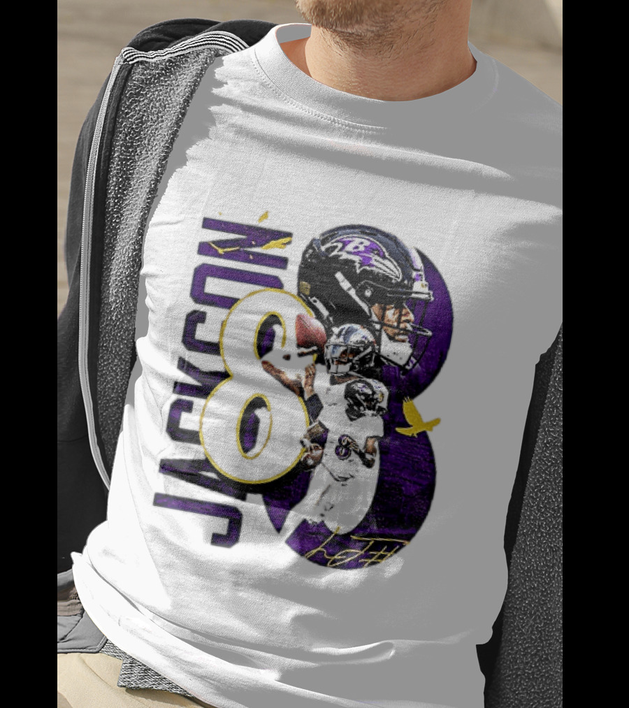 Lamar Jackson 8 Baltimore Ravens NFL Football Star Player T-Shirt