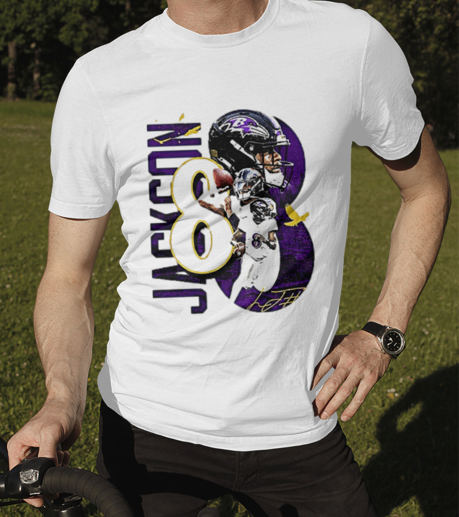 Lamar Jackson 8 Baltimore Ravens NFL Football Star Player T-Shirt