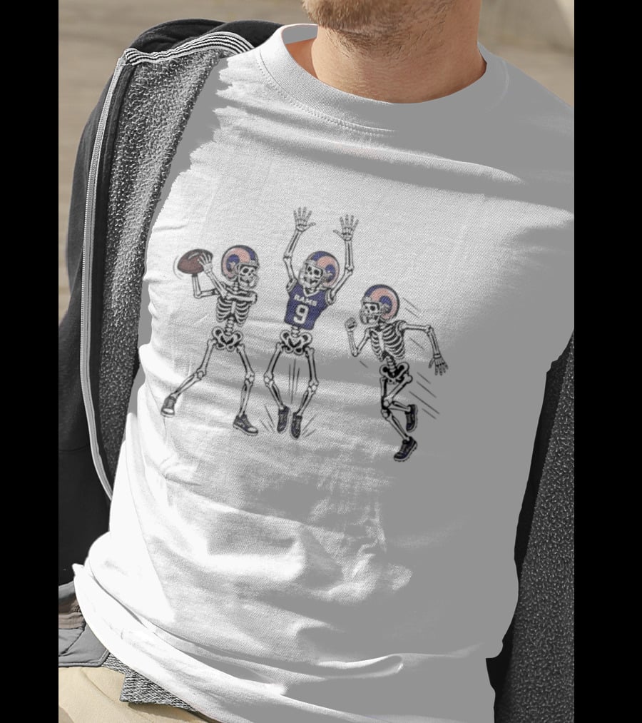 Los Angeles Rams Matthew Stafford 9 Skeleton Football Players T-Shirt