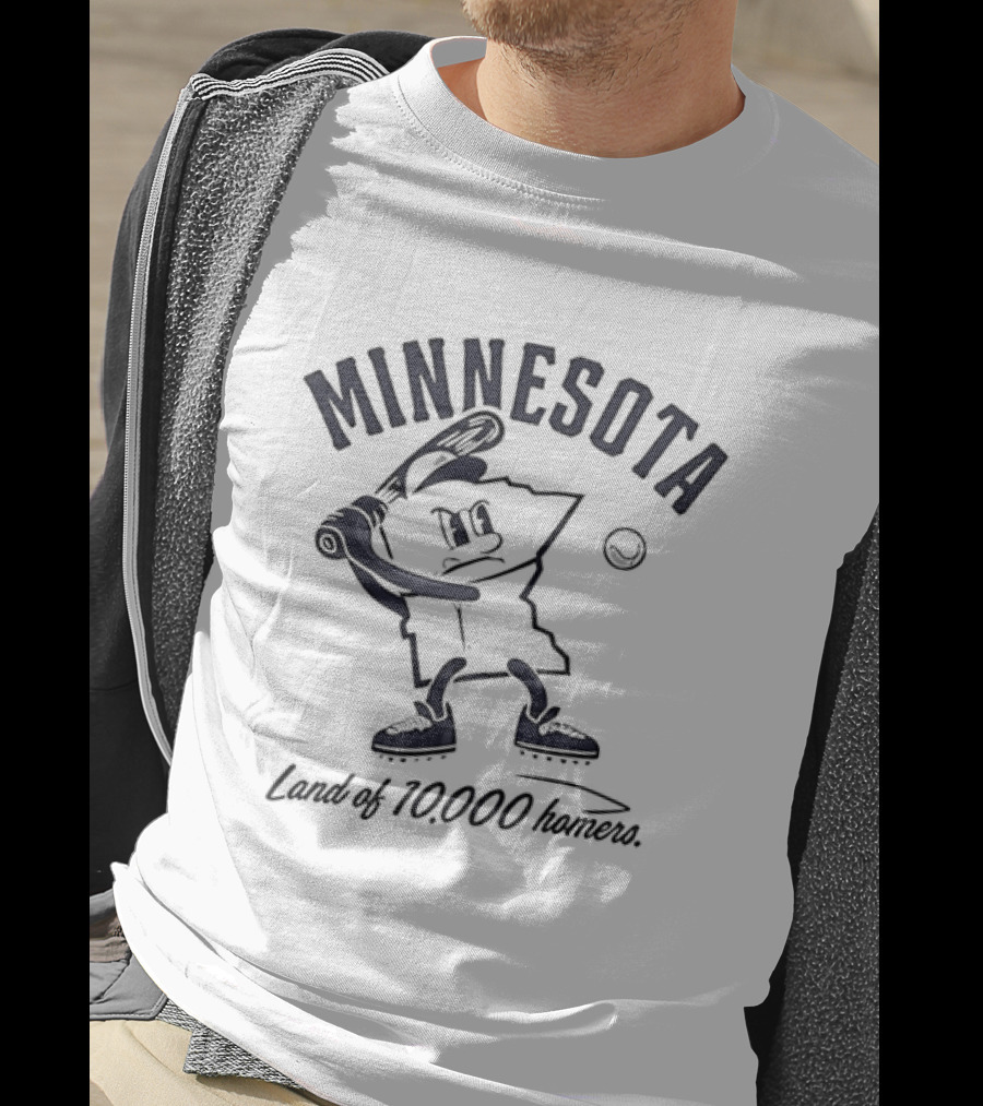 Minnesota Land Of 10000 Homers Baseball Player Swinging Bat T-Shirt