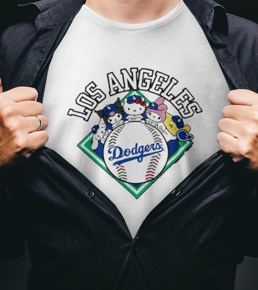 Los Angeles Dodgers Sanrio Baseball Characters T-Shirt
