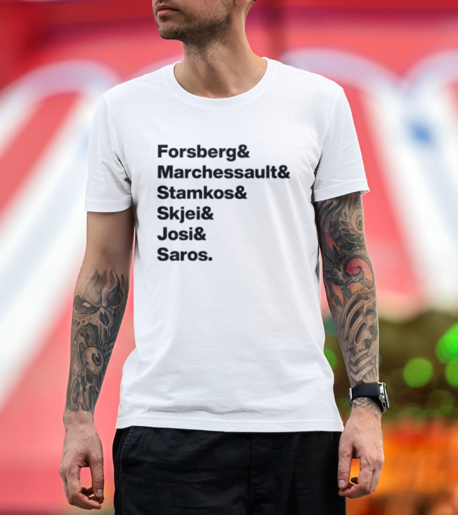 Forsberg Marchessault Stamkos Skjei Josi Saros Roster Names T-Shirt