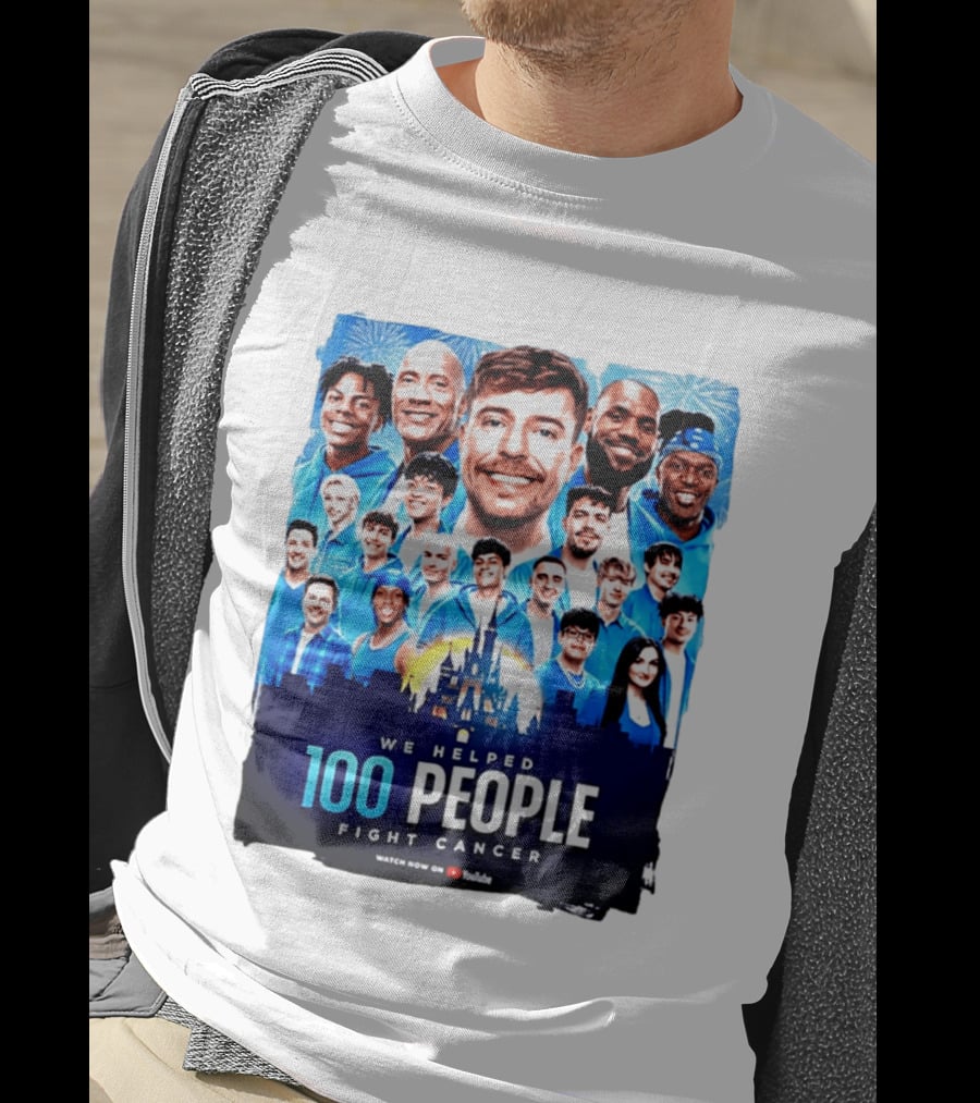 Mrbeast We Helped 100 People Fight Cancer YouTube Video Collaboration T-Shirt