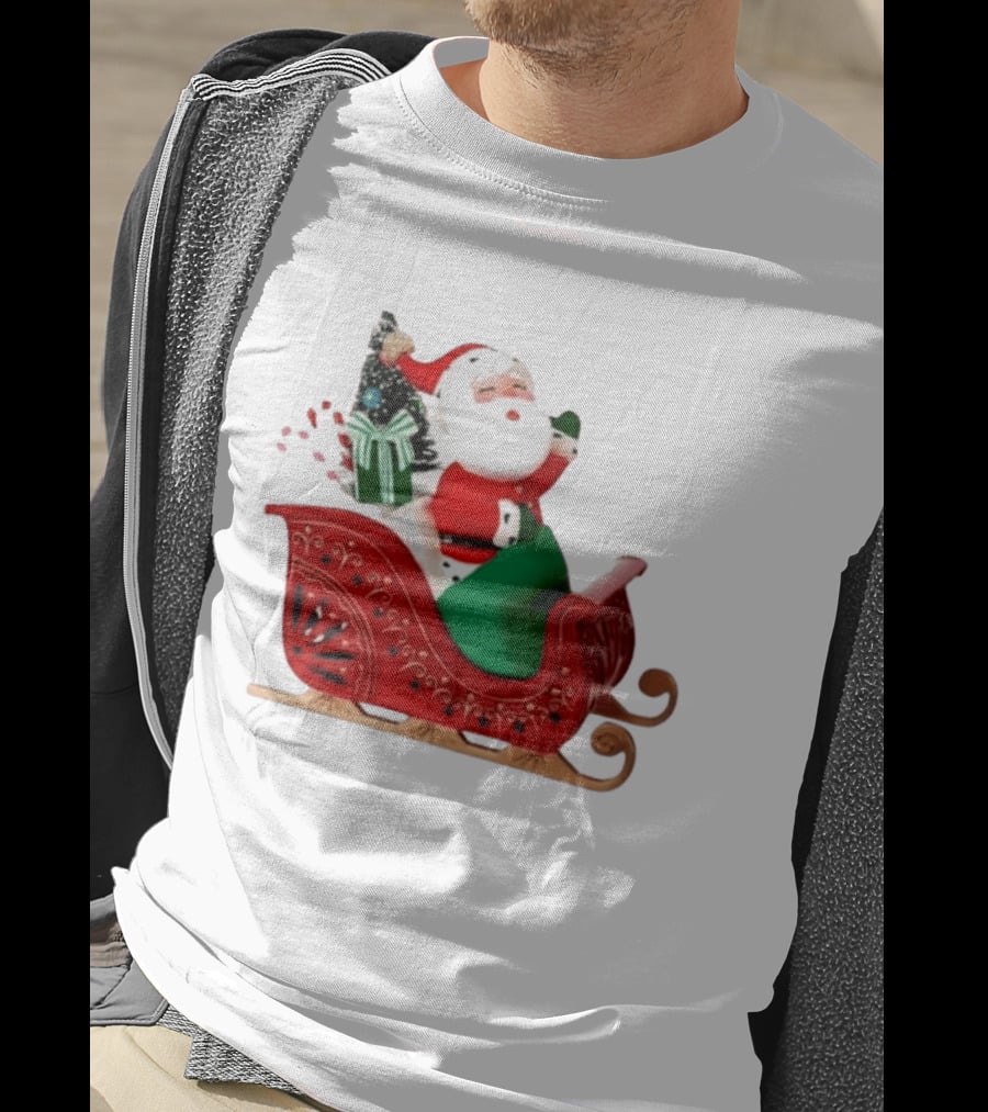 Santa Showtoppers Mini Tree Hallmark White Sleigh Christmas Scene T-Shirt