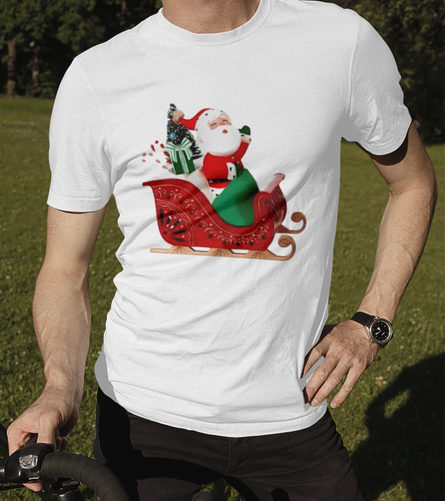 Santa Showtoppers Mini Tree Hallmark White Sleigh Christmas Scene T-Shirt