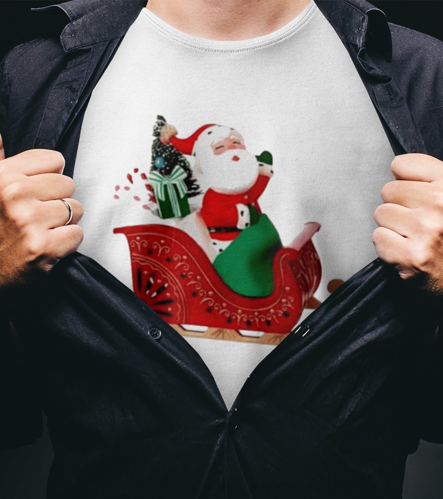 Santa Showtoppers Mini Tree Hallmark White Sleigh Christmas Scene T-Shirt
