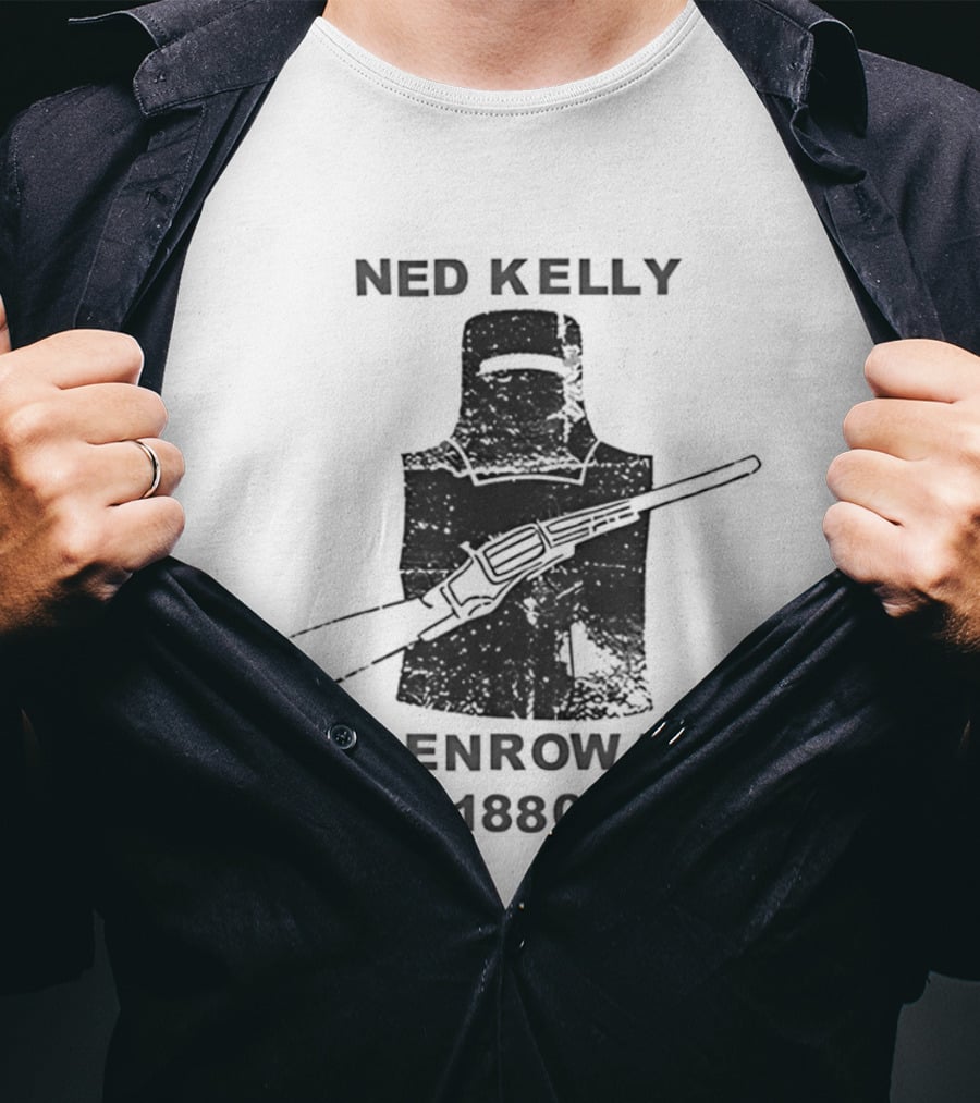Ned Kelly Glenrowan 1880 Distressed Australian History Iconic Outlaw Image T-Shirt