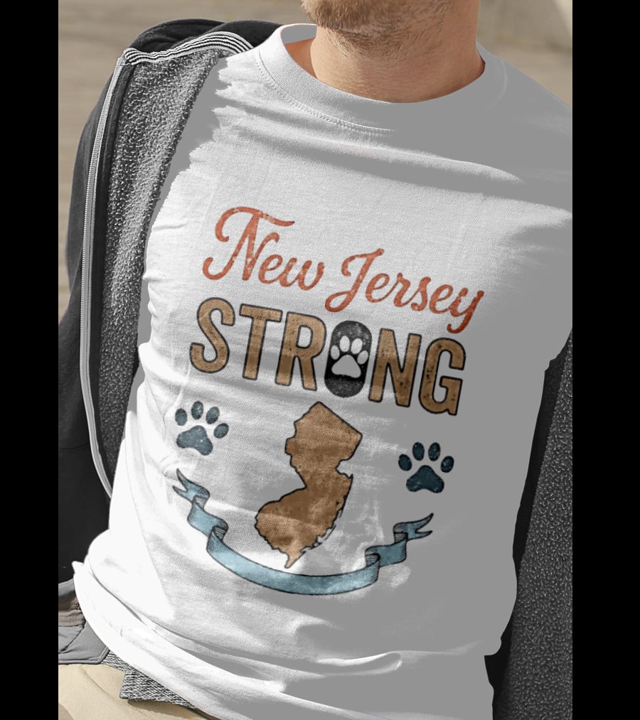 New Jersey Strong Standwithoscar Paw Print State Pride T-Shirt