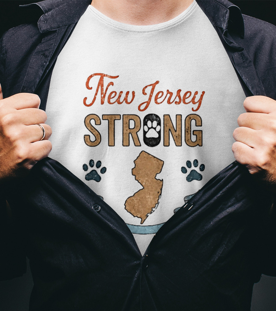 New Jersey Strong Standwithoscar Paw Print State Pride T-Shirt