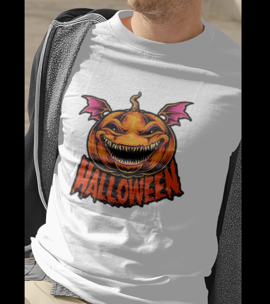 Halloween Bat Winged Jack O' Lantern Pumpkin T-Shirt