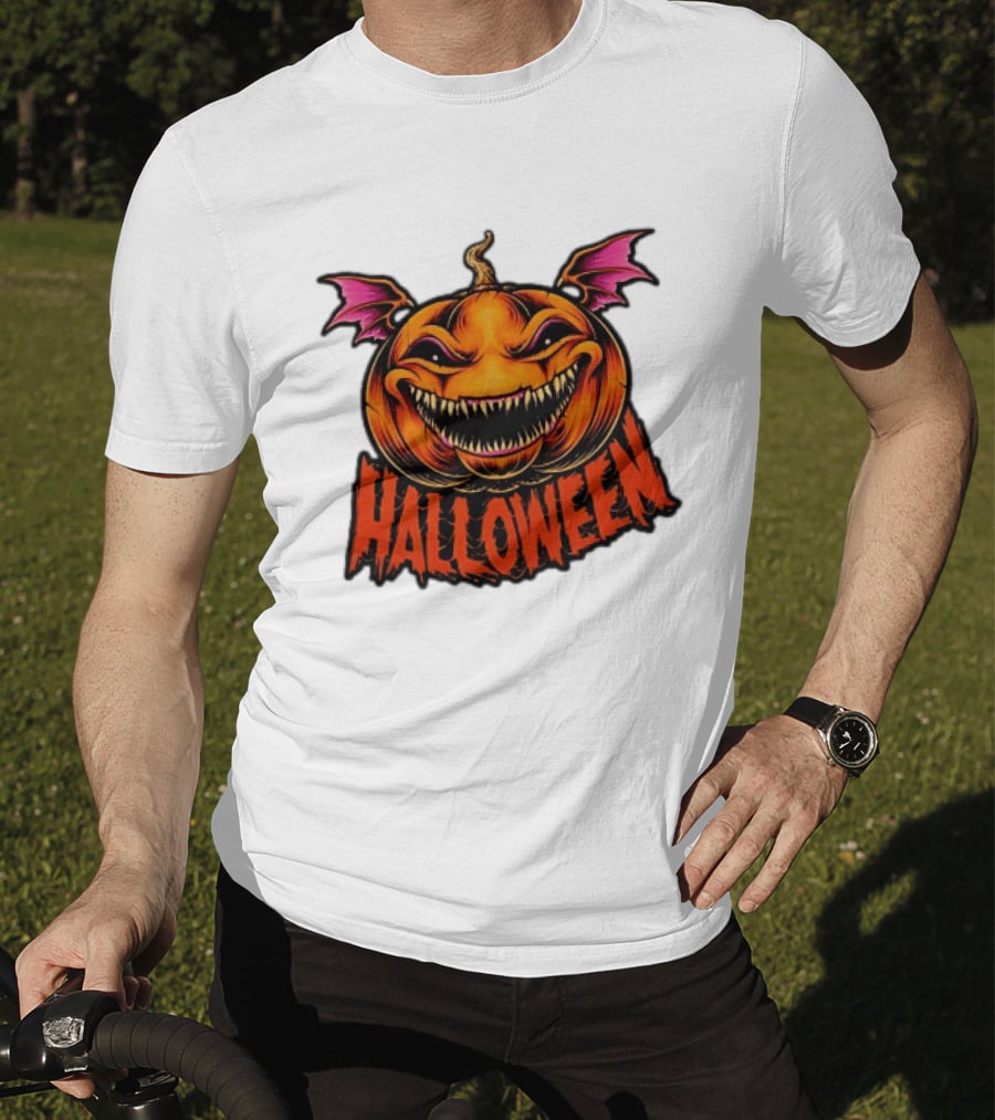Halloween Bat Winged Jack O' Lantern Pumpkin T-Shirt