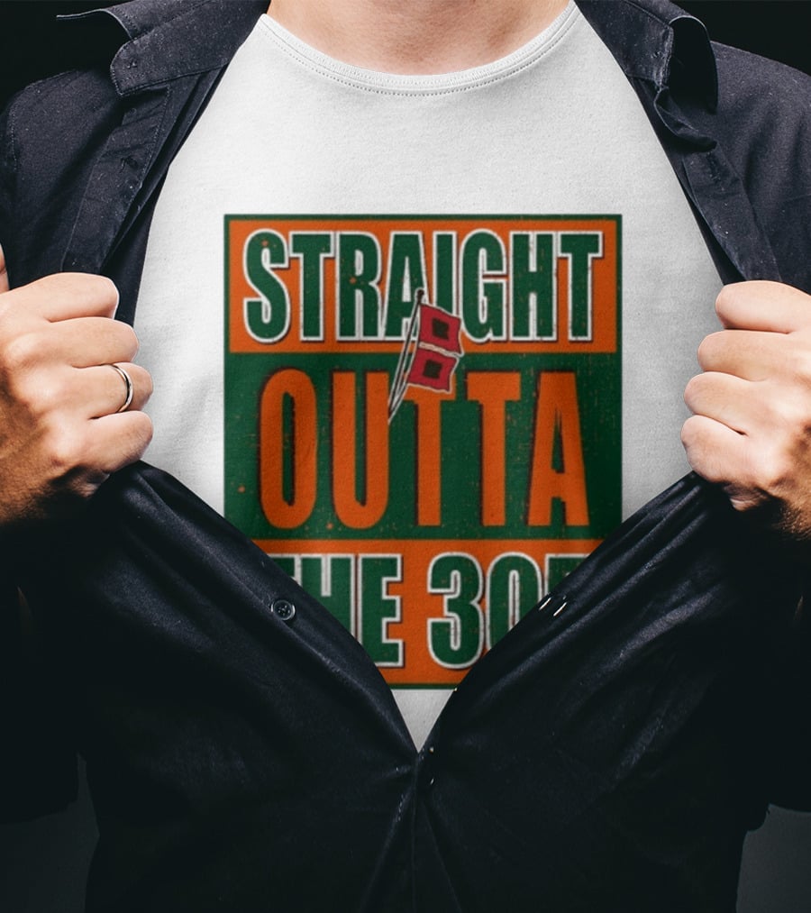 Straight Outta The 305 Miami Hurricane Spirit Flag T-Shirt