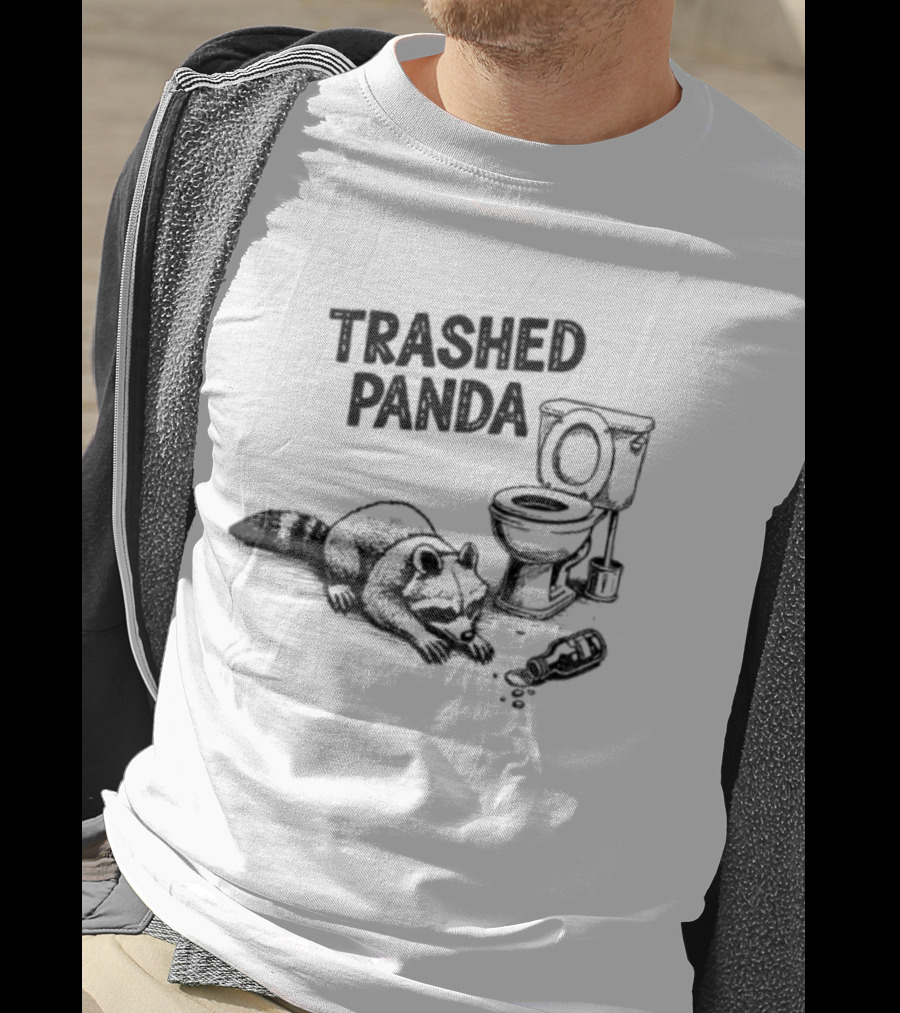 Trashed Panda Funny Raccoon Toilet Scene T-Shirt