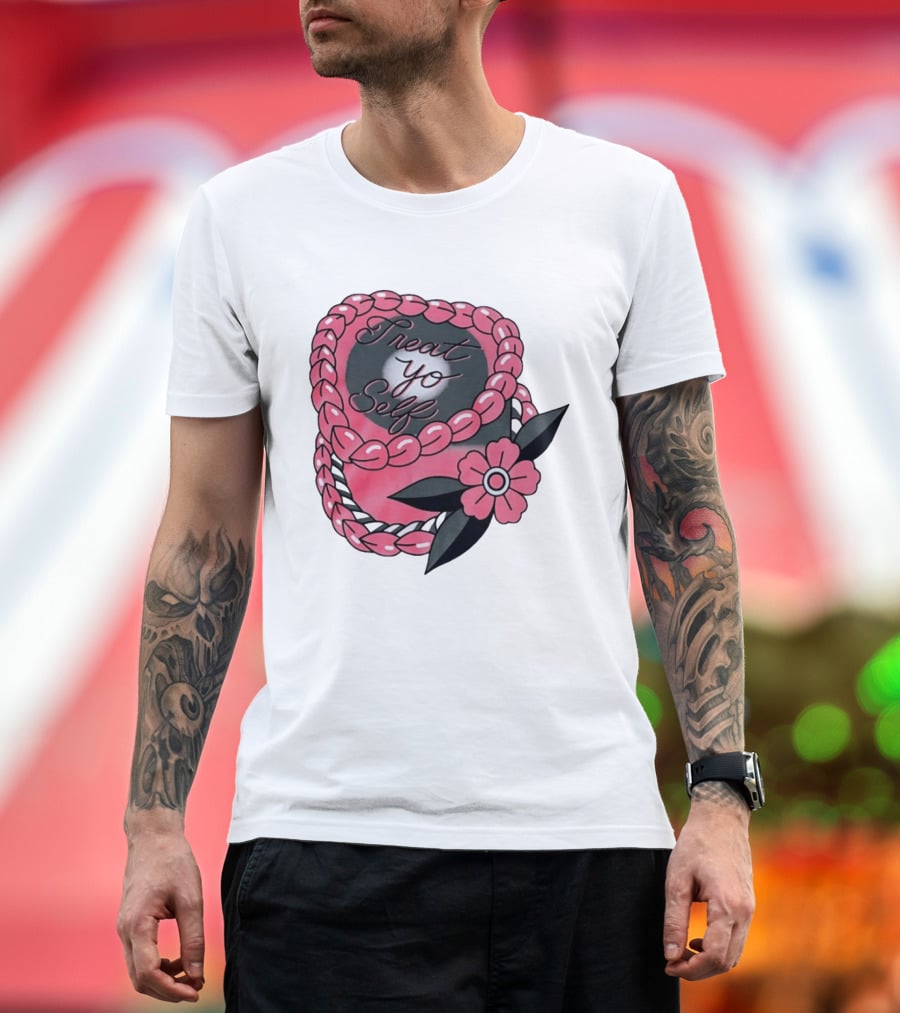 Treat Yo Self Floral Lei Parks And Recreation Pink Flower T-Shirt