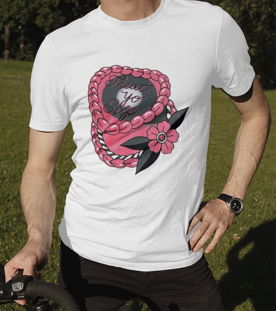 Treat Yo Self Floral Lei Parks And Recreation Pink Flower T-Shirt