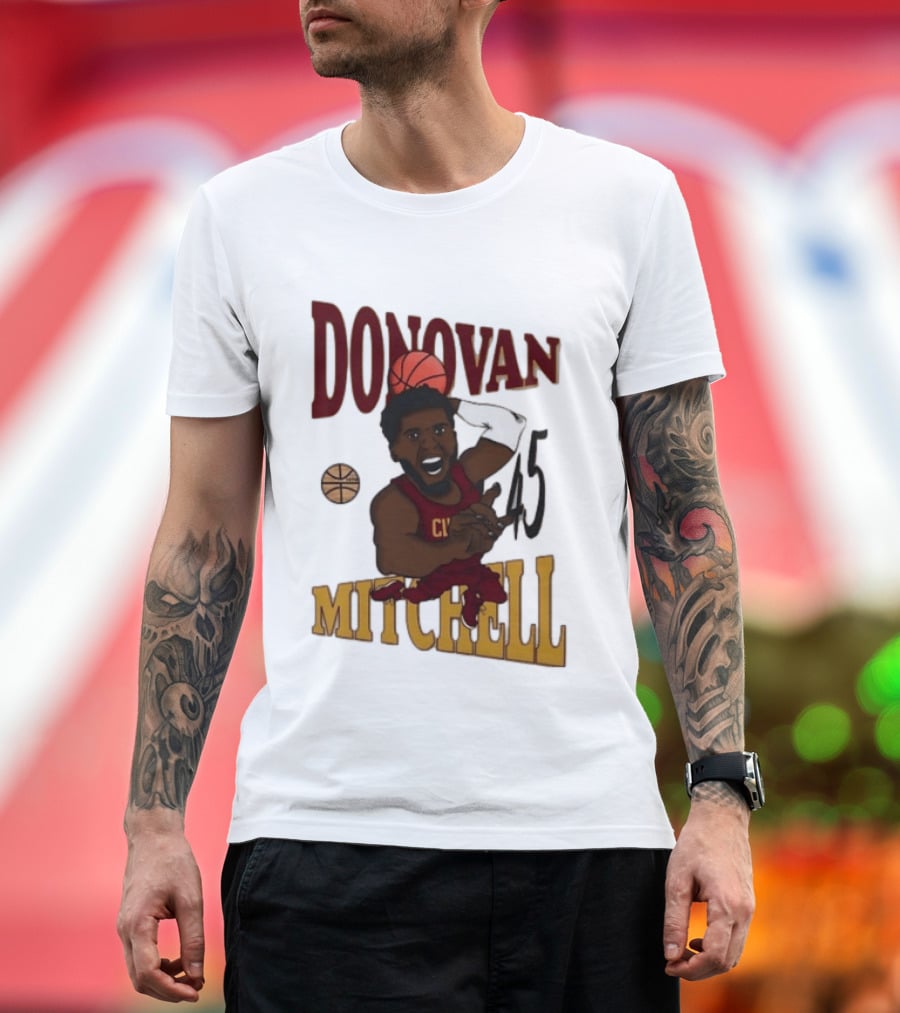 Donovan Mitchell Cleveland Cavaliers Basketball Number 45 Dunking T-Shirt